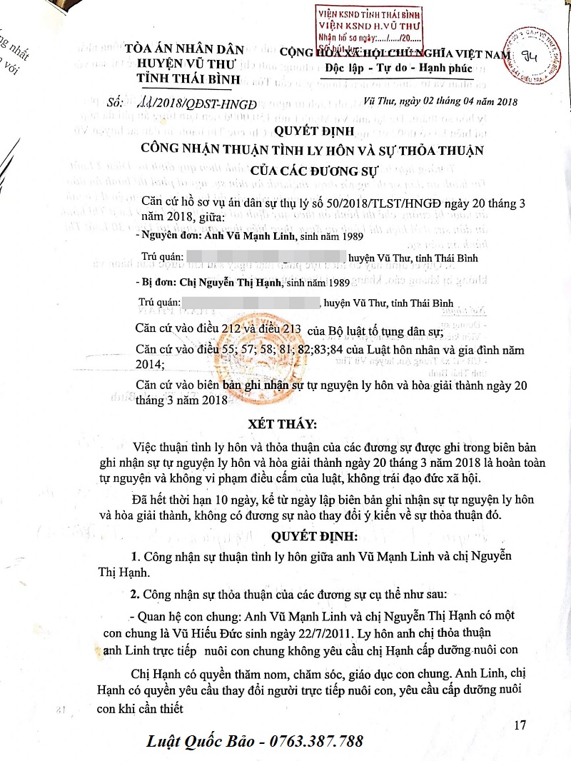 Giấy quyết định ly hôn của Tòa án 2022 2 giay quyet dinh ly hon 1