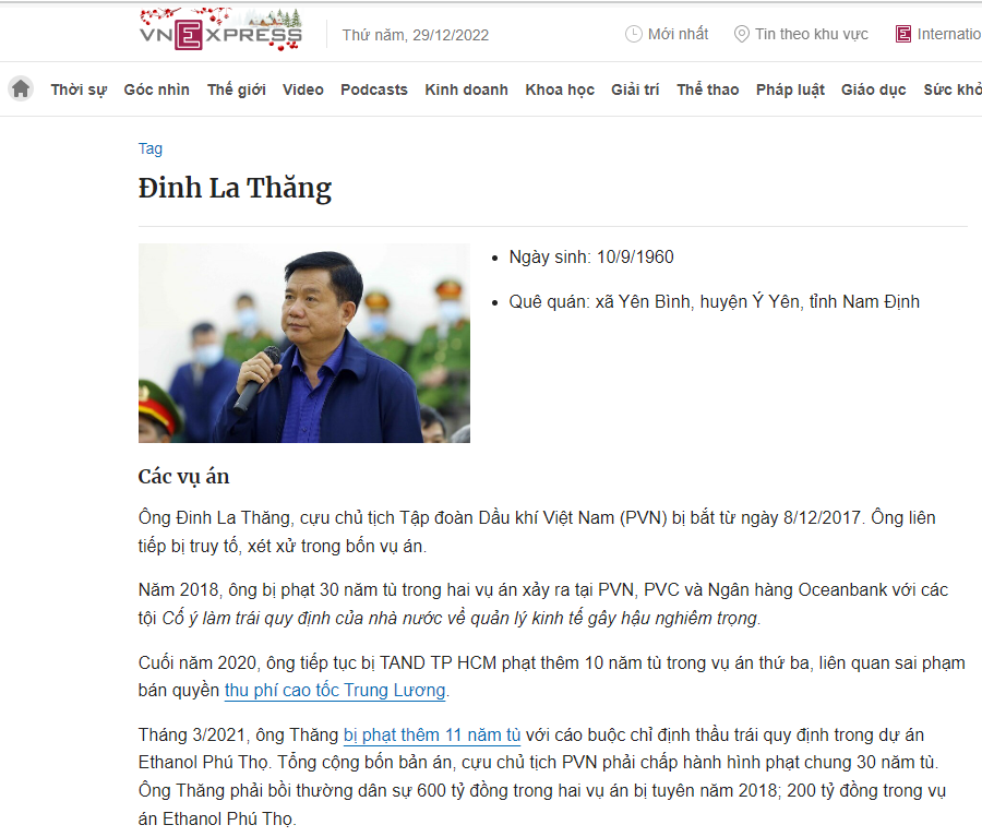 Ông Đinh La Thăng Và Các Vụ Án Liên Quan 1 Dinh la thang